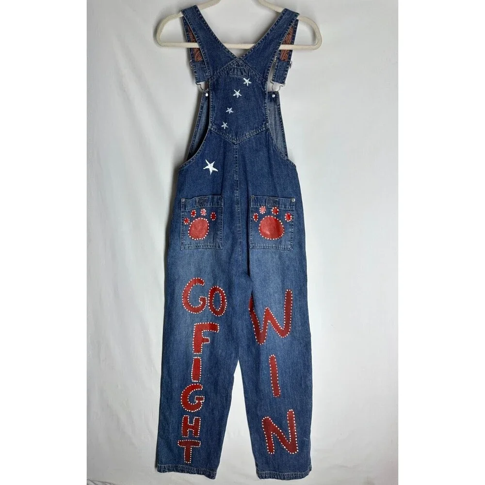 Austin Clothing Co Womens Denim Bib Overalls Size S Hand Decorated Name